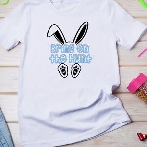 White Kids Shirt with Bunny Print